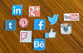 Social Media Icons on wood