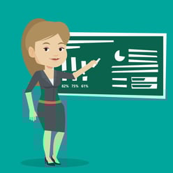 young-friendly-teacher-standing-in-classroom-teacher-standing-in-front-of-the-blackboa-SBI-309512122